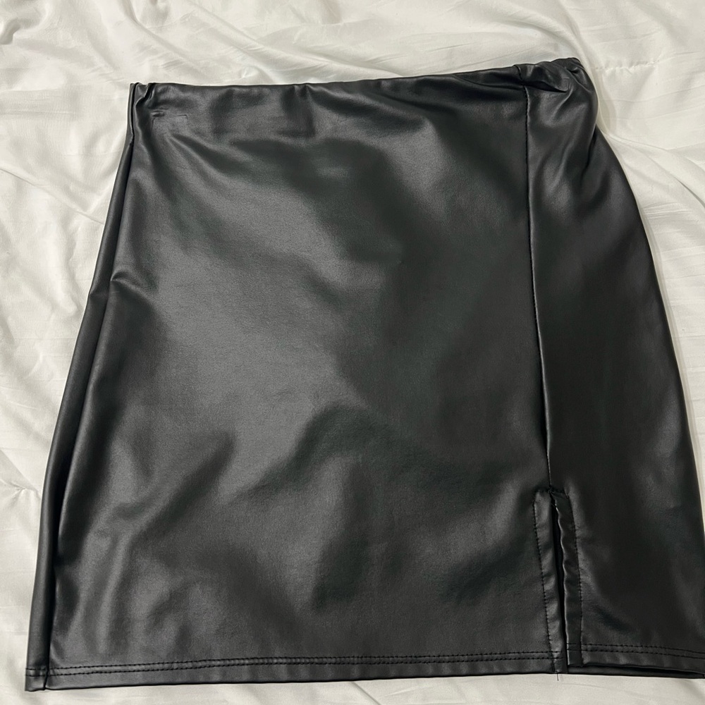 Black Faux Leather Skirt